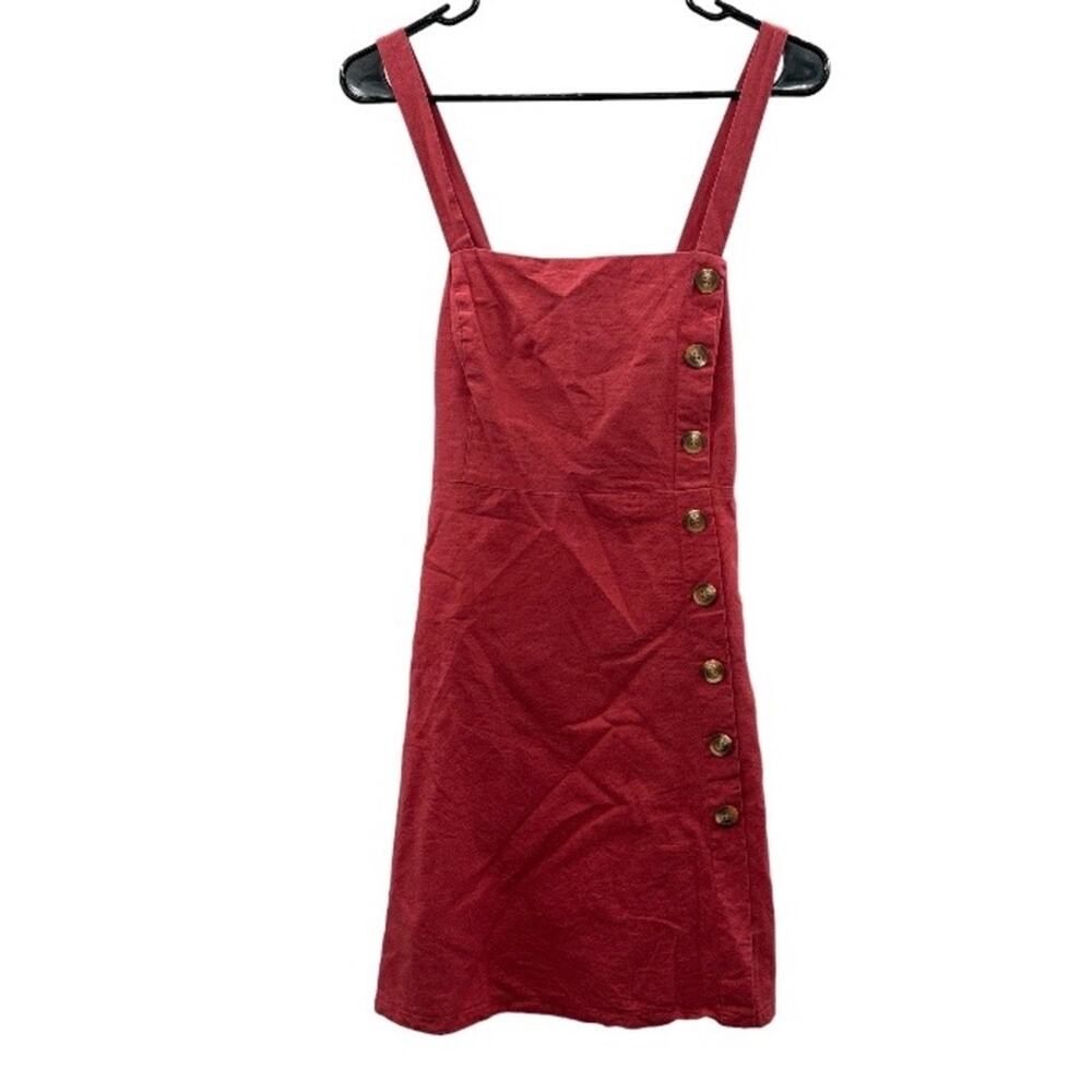 Lulus Louetta Button-Down‎ Tie Back Sleeveless Mini Dress in Rust Red Size M - Picture 3 of 11
